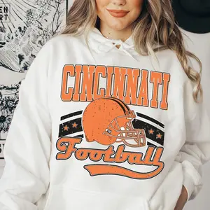 Cincinnati Football Vintage Crewneck Hoodie Sweatshirt TShirt, Game Day Pullover, 90s Cincinnati Football Game Day Apparel, #BBengalll merch, Fan Gift ZD60
