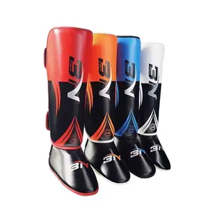 BN Thickened Kickboxing Leg Guards, Adult Shin Pads for Muay Thai & Sanda, Kids Taekwondo Training Integrated Calf Protector