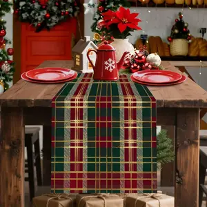 Christmas Vintage Plaid Table Runner, Fresh Style Dining Room Decor, Home Decoration for Living Room, All Seasons Party Supplies, Dining Table Centerpiece