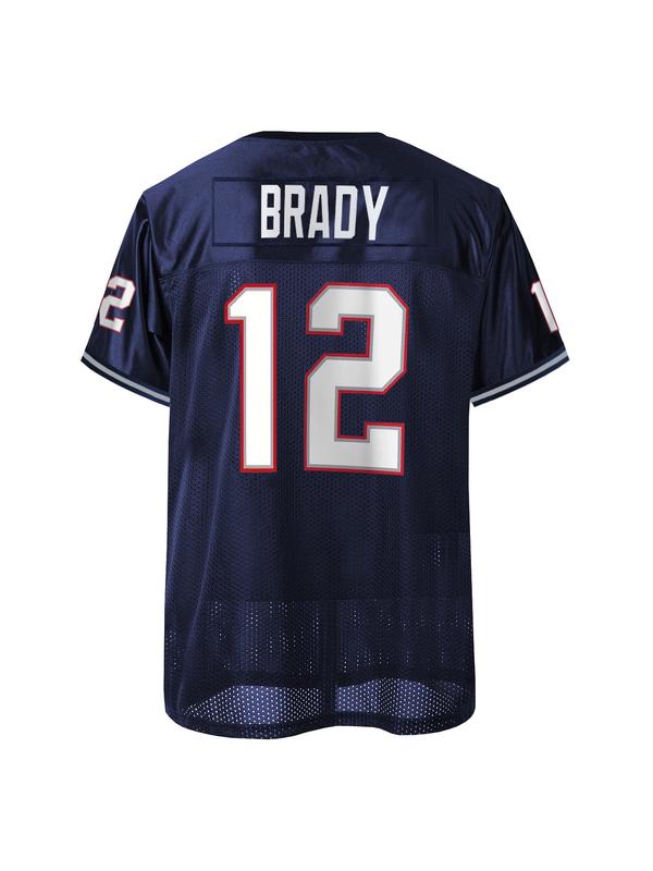 Men's American Football Jersey-Breathable & Embroidered, Patriots #10 #12 Rugby Jersey,V-Neck, Short Sleeve, Loose Fit for Casual, Streetwear &Sports Activities, Jersey Shirts, Jersey Top