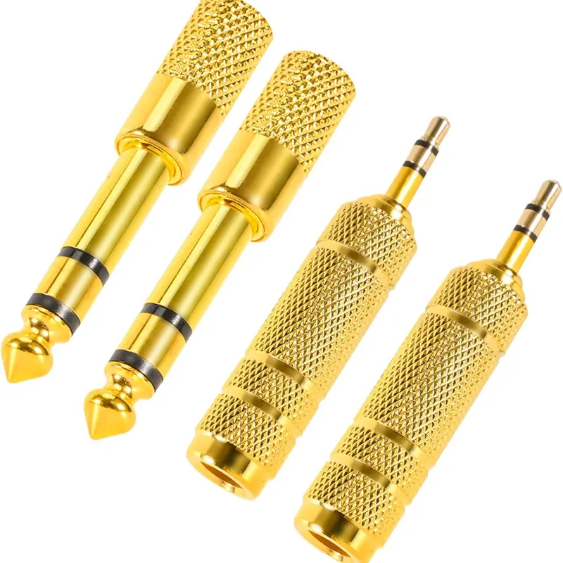 4 Pack Headphone Jack Adapter - 3.5mm (1/8 inch) Male to 6.35mm (1/4 inch) Female and 6.35mm (1/4) to 3.5mm (1/8) Audio Adapter for Player, Headphone, Guitar Amplifier