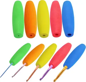 Ergonomic Crochet Hook Grips Set - 5PCS with EVA Foam Handles for 2mm to 10mm Hooks, Durable Anti-Slip Design & Effortless Interchangeability