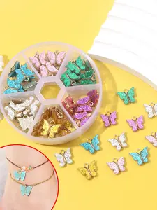 Butterfly Design Beads, Mixed Color Beads for DIY Bracelet & Necklace & Earrings, Fashion Accessories for Women & Girls