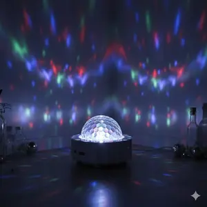 Mini Sound-Activated Disco Ball Light | Color-Changing Party Lamp for Car Bedroom & Home Decor | RGB Glow Mood Lighting