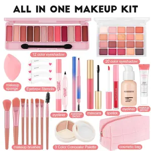All-in-One Makeup Kit for Teen Girls & Beginners - Complete Starter Gift Set with Foundation, Eyeshadow Palette, Lipstick, Mascara & Brushes - Travel-Friendly Makeup Bag Included - Perfect for Birthdays & Graduation