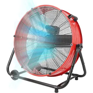 High Speed 8800 CFM Industrial Drum Floor Fan – 24 Inch Heavy Duty Metal – 3 Speeds – 360° Tilt – Portable with Handle & Casters – Ideal for Garage, Warehouse, Workshop