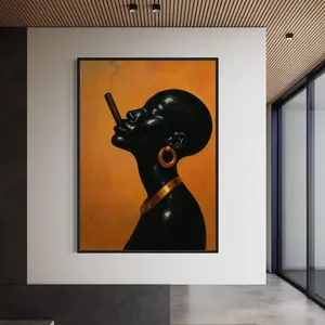 Black Girl Smoking Wall Art, Melanin Afro Art Print, Black Woman & African Woman Poster, Room Decor, 5 Sizes, 8x12 to 27x40 inch, Unframed