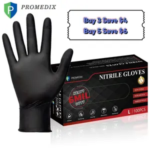 PROMEDIX P Heavy Duty Nitrile Gloves 6mil 100 Count Black Disposable Latex Free Powder Free Reusable Pet Hair Remover Gloves for Industrial Auto Repair Food Processing Gardening Salon - Cleaning summervibes