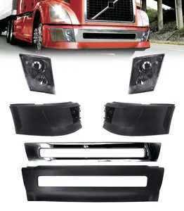 TORQUE Full Bumper Set (with Fog Light Holes) Replacement for 2004-2015 Volvo VNL/VN Semi Trucks Driver Left Side Passenger Right Side RHD Front Center (TR002, TR004, TR011)