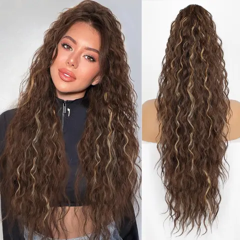 Ponytail Extension Claw 30" & 26"&18" Curly Pony Tail Clip in Hair Extensions Fluffy Natural Looking Synthetic Hairpiece for Women