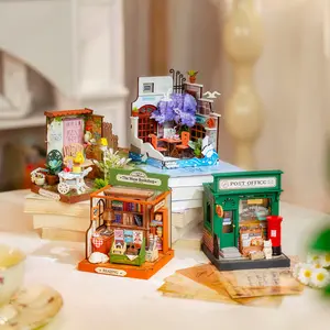 Rolife DIY Mini Building House Miniature Kit-Century Post Office, Miniverse Lifestyle Mini Bookshelf Decoration, DIY Hobbies/Gifts for Craftsman
