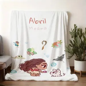 2026 new model printed with patterns Moana Themed Flannel Blanket, Cute Q Version Moana And Pua Peripheral Blanket, Soft Skin Friendly Warm Sofa Blanket Nap Blanket, Air Conditioner Blanket For Kid