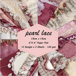 Lace Scrapbook Paper, 24 Sheets 6"x6" Single-Sided Patterned Cardstock Pads,160gsm  Decopodge Scrapbook Supplies, Junk Journal Decorative Crafts DIY Album Card Making Art Journaling