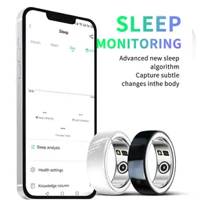 Waterproof R08M Health Smart Ring Nano Ceramic Stainless Steel Rings Heart Rate Blood Oxygen Sleep Emotion Monitor Sport For Man