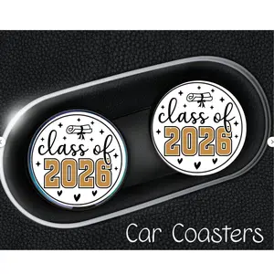 Class of 2026 Car Coasters - Stylish Graduation Gift for 2026 Graduates - Perfect for Car Accessories