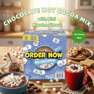 Chocolate Hot Drink Mix with Mini Marshmallows, Instant Cocoa Powder, Easy Make Beverage, Individual Packets, 30 Pack
