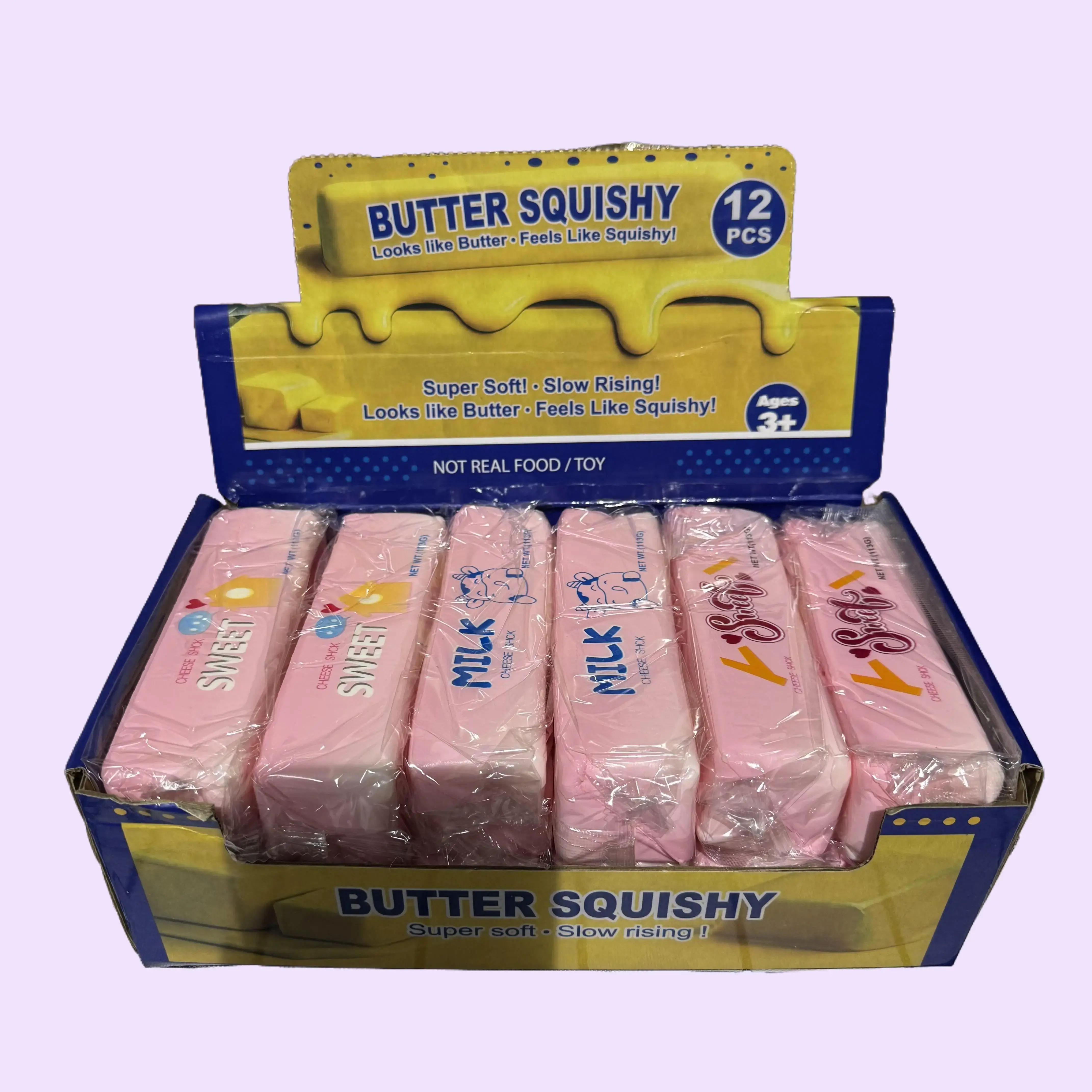 Butter Squishy Pink Super Soft Slow Rising Toy for Kids Age 3+ Not Real Food