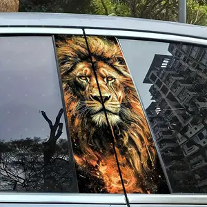 2pc Lion Car B-Pillar Sticker, Vinyl Decal, Easy Peel & Stick, Sunproof Waterproof Scratch Resistant, Car Decoration