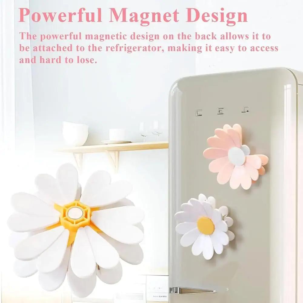 Aesthetic Cherry Blossom Fridge Magnetic Chip Clips| 6 Bag Clips + 1 Magnetic Base| Cute Food Sealing Clips for Snack Bread Pet Food Storage| Fridge Organizer Kitchen Decor Gift