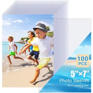 5x7 Soft Sheet Protectors 100 Pack, Clear Top Loading Photo Sleeves, No Holes Photo Protectors, Acid-Free Plastic Photocard Sleeve, Archival Safe &