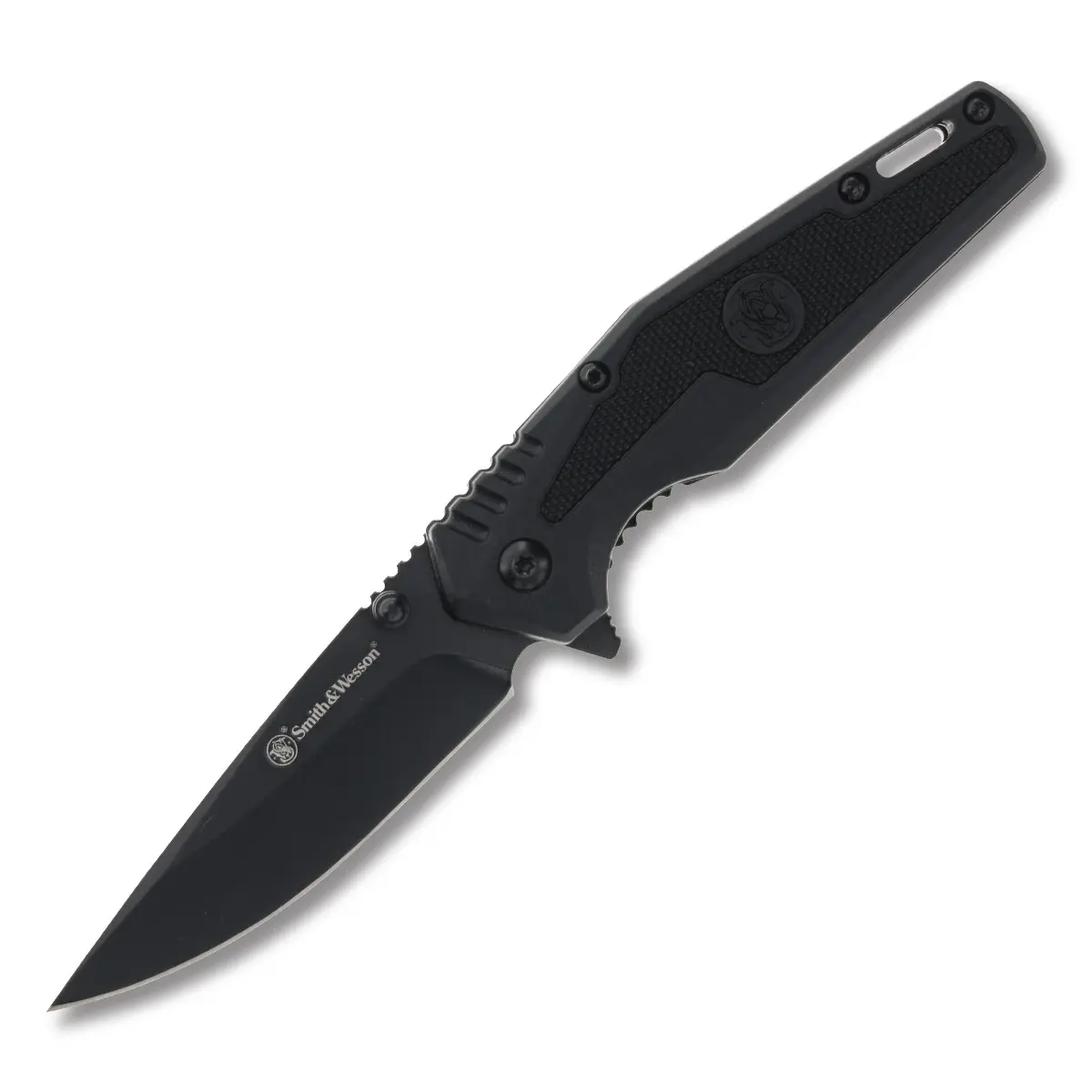 Smith & Wesson SWAT Spring Assisted Knife, 3in Plain Black Drop Point Tip, Outdoor Gear for Camping Fishing, Compact with Manual Retract, 1205909, Stainless Steel, Unisex, Right Hand, Knives