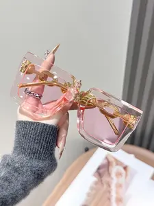 Women's Fashion Glasses with Large Frame Chain Design, Multiple Color Options, Trendy Style, Perfect for Daily Wear