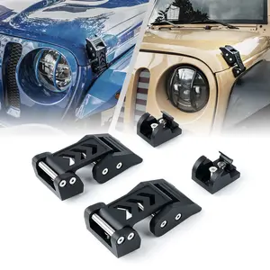 Xprite Black Aluminum Hood Latch Kit for 2007-2018 Jeep Wrangler JK & 2018+ Jeep Wrangler JL