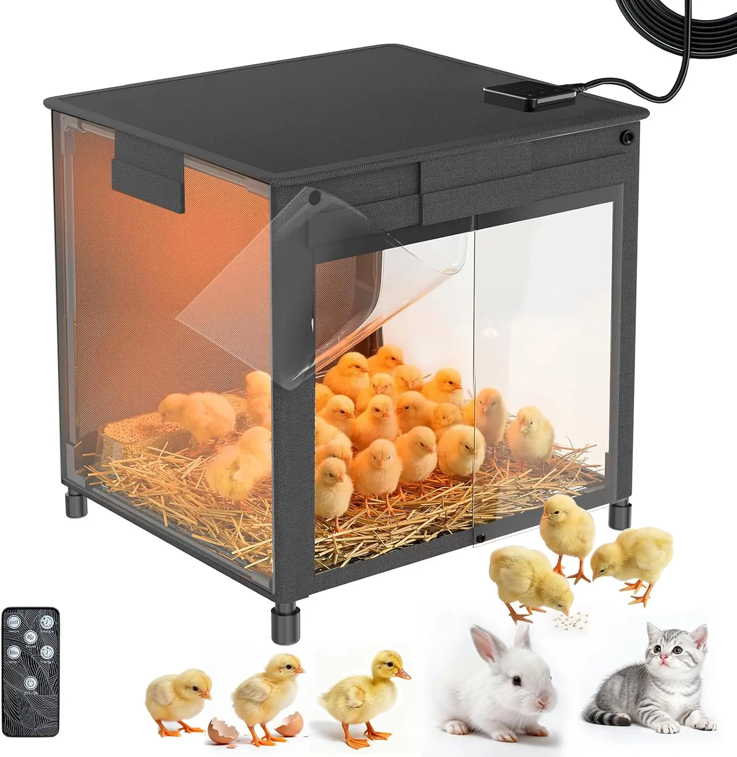 Brooder Box for Chicks 9H Timer Adjustable Temp 77~95℉ 200W Poultry Coop