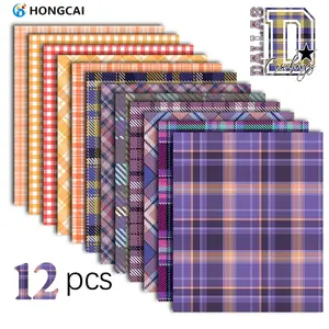 12 Piece Plaid Vinyl Sheets, 11.81x9.84 Inches, & Patterns, Ideal for Gift Wrapping, Handmade Decor, Clothing DIY, Car Stickers