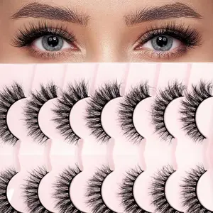 7 Pairs Thick Long False Eyelashes, D Curl Volume Lashes, Complete Strip for Makeup, Instant Eye Enhancement, Perfect for Daily Use & Festival Use, D Curl Design