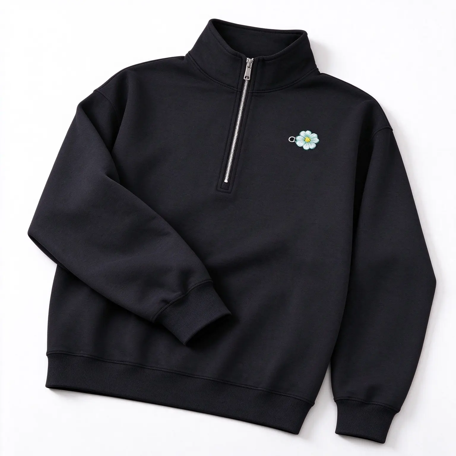 DCM%A3040Black-128 Discounts Half zip Sweatshirt-XS,S,M,L,XL