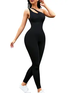 Women's Shapewear Bodysuit, Ribbed Hollow Out Design, High Elasticity, Comfortable & Breathable, Perfect for Yoga & Exercise, Workout Gym Clothing, Yoga Jumpsuit, Workout Jumpsuits