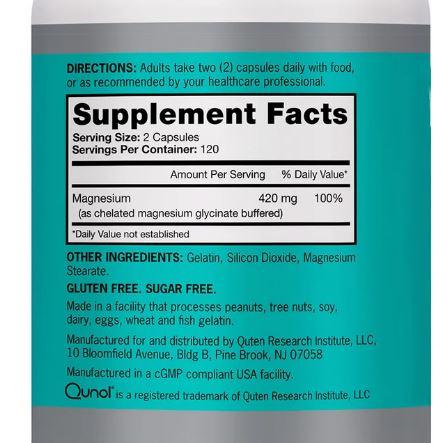 Qunol Extra Strength Magnesium 420 mg, 240 Capsules Dietary Edible Supplement Fitness Healthcare Milk