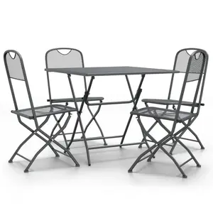 vidaXL Patio Dining Set 5 Piece Garden Dining Set with Patio Table and Chairs Outdoor Dining Set Folding Chair Expanded Metal Mesh Anthracite 3084720
