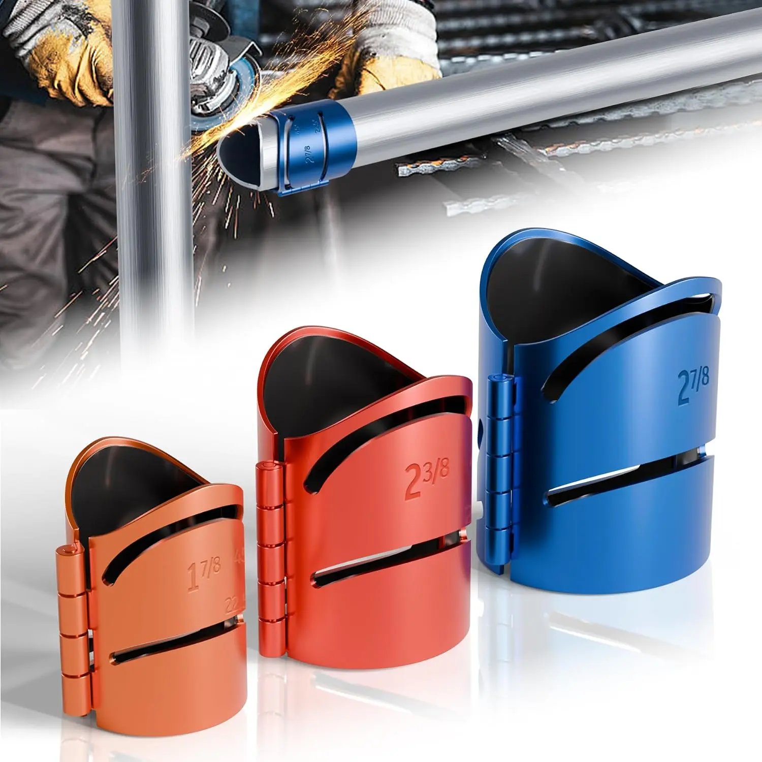 Pro Pipe Cutting Guide Kit, Metal Pipes Saddle Template for Angle Cuts