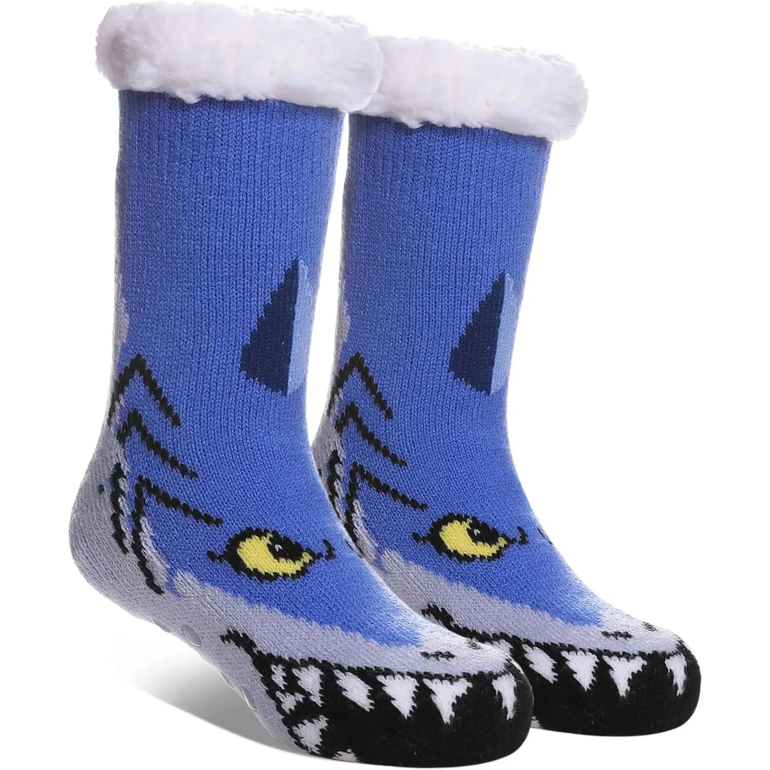 qqc  F-SOK11  Kids Fuzzy Slipper Socks Boys Girls Soft Cozy Fluffy Grips Socks Winter Warm Non Slip Christmas Socks