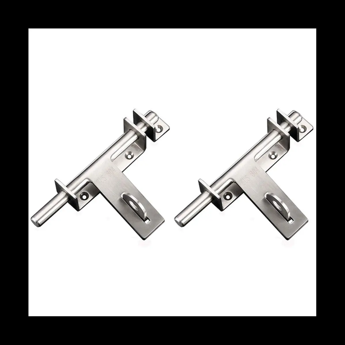 2X Stainless Steel Bolt 304 Heavy-Duty Left and Right Bolts Sliding Bolt Door Lock Latch