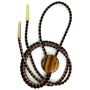 Bright Golden Tigereye 1 Inch Round Bolo Tie Cord And Tips EPBT309/92724