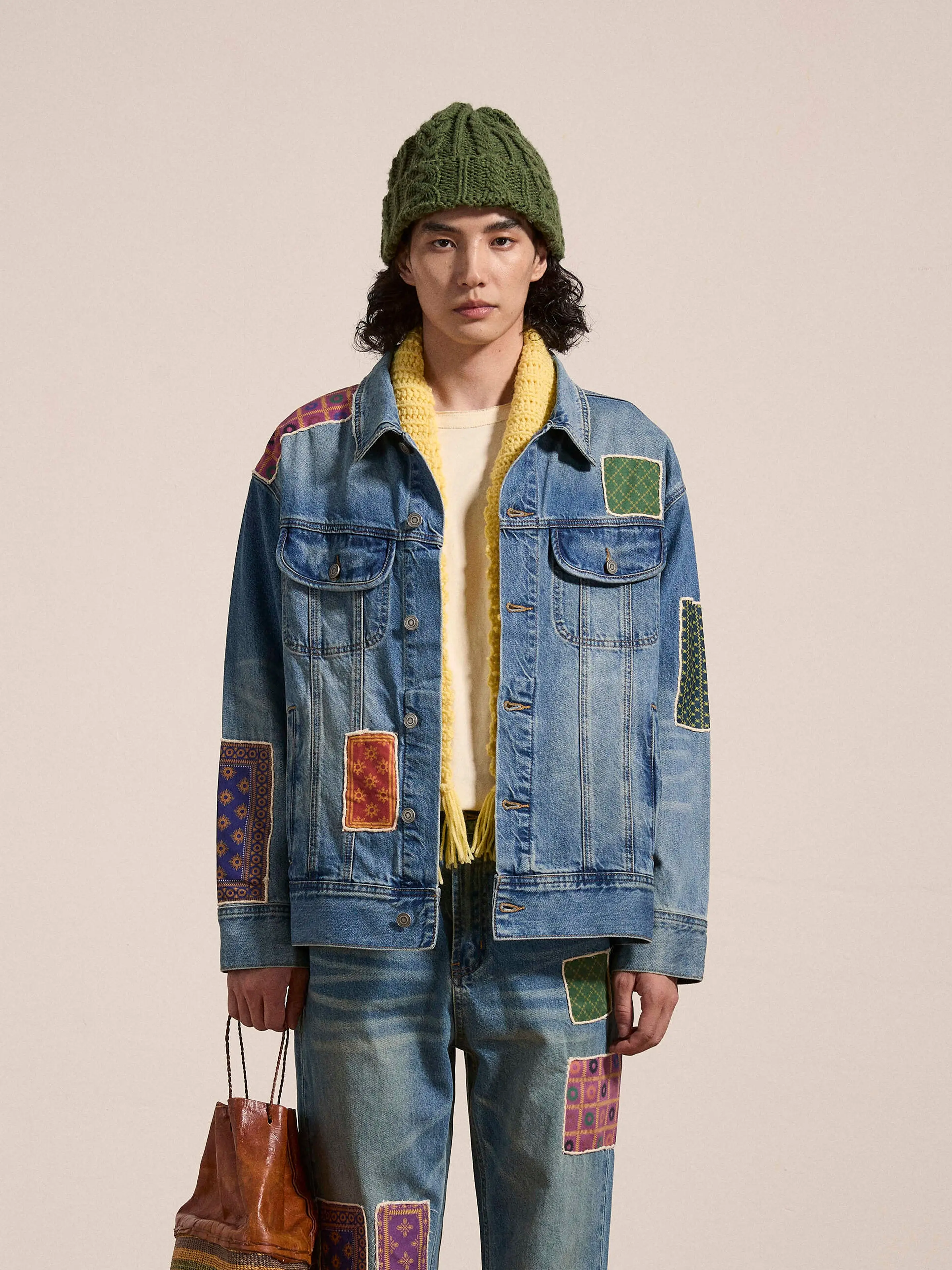 Kantha Patchwork Denim  Trucker Jacket