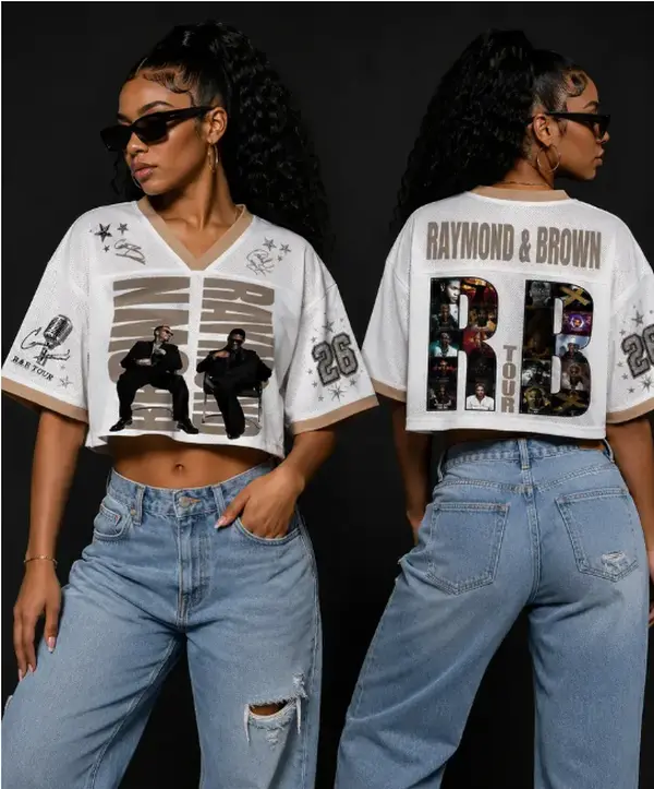 Women Retro R&B Music Fan Concert Jersey V Neck White Cropped Football Tee Hip Hop Streetwear Tour Graphic Collage Oversized Mesh Crop Top Shirt