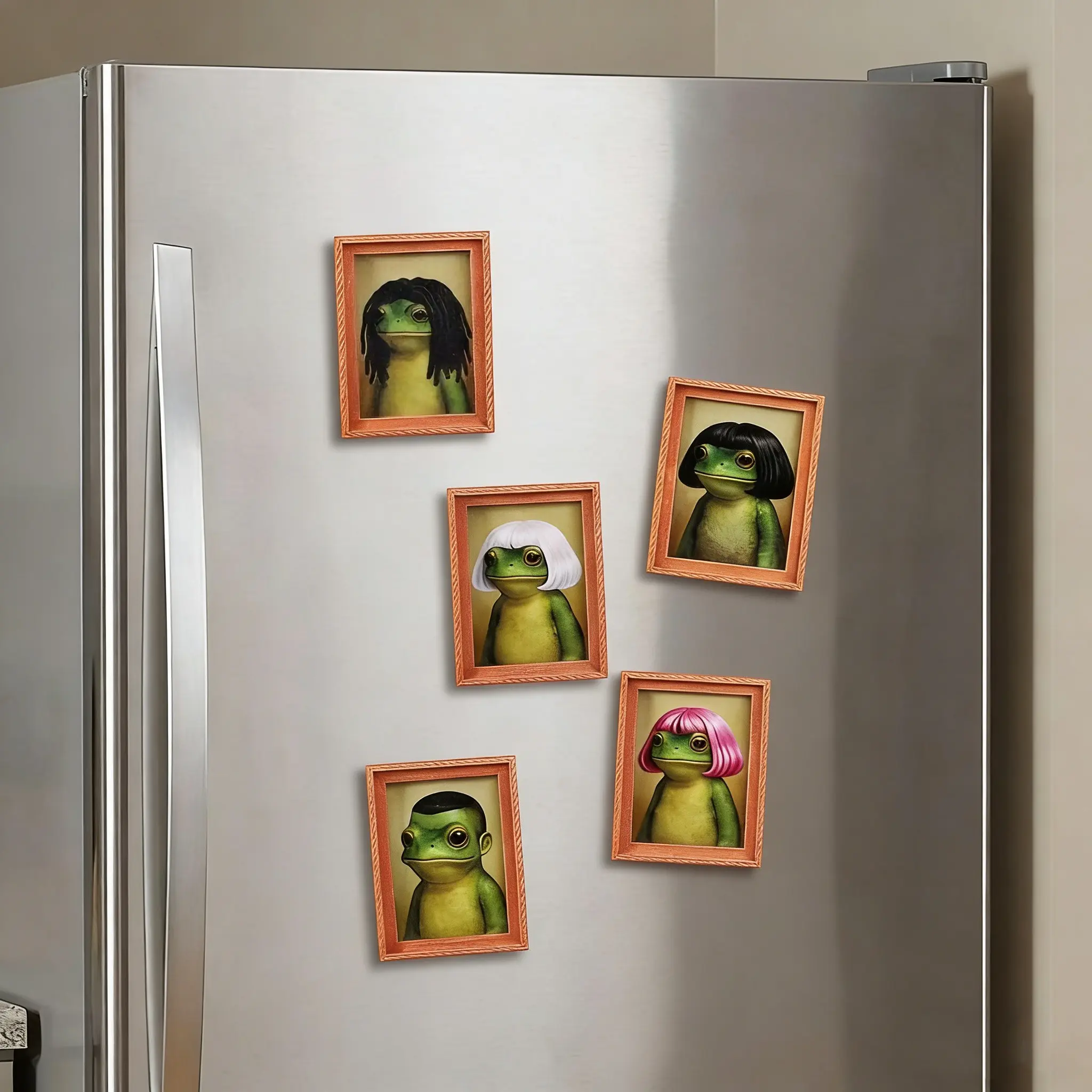 Funny Frog Refrigerator Magnet, Vintage Oil Painting Art, Cute Bobble Head Toad Decoration, Perfect Gift for Colleagues and Friends, Refrigerator Decorating Magnet, Cute Magnets, Refrigerator Magnets Decorative, Cute Magnets For Fridge