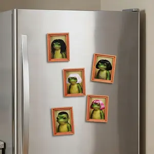 Funny Frog Refrigerator Magnet, Vintage Oil Painting Art, Cute Bobble Head Toad Decoration, Perfect Gift for Colleagues and Friends, Refrigerator Decorating Magnet