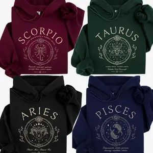 Full 12 Minimalist Zodiac Hoodie, Modern Astrology Sign Sweatshirt, Bold Letter Graphic Pullover, Cozy Unisex Hoodie, Horoscope Gift For Zodiac Lovers, gifts for Wife, women's shirt, mom sweater, mama sweatshirt