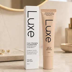 Magic in a Tube!  Luxe Color-Changing Foundation adapts to YOUR unique skin tone.  Hydrating, dewy finish that looks like real skin. #LuxeBeauty #ColorChangingFoundation #NaturalGlow
