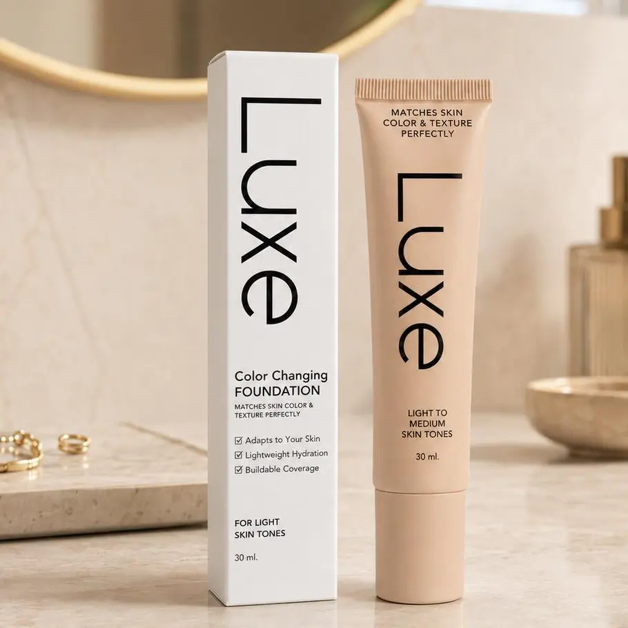 Magic in a Tube!  Luxe Color-Changing Foundation adapts to YOUR unique skin tone.  Hydrating, dewy finish that looks like real skin. #LuxeBeauty #ColorChangingFoundation #NaturalGlow