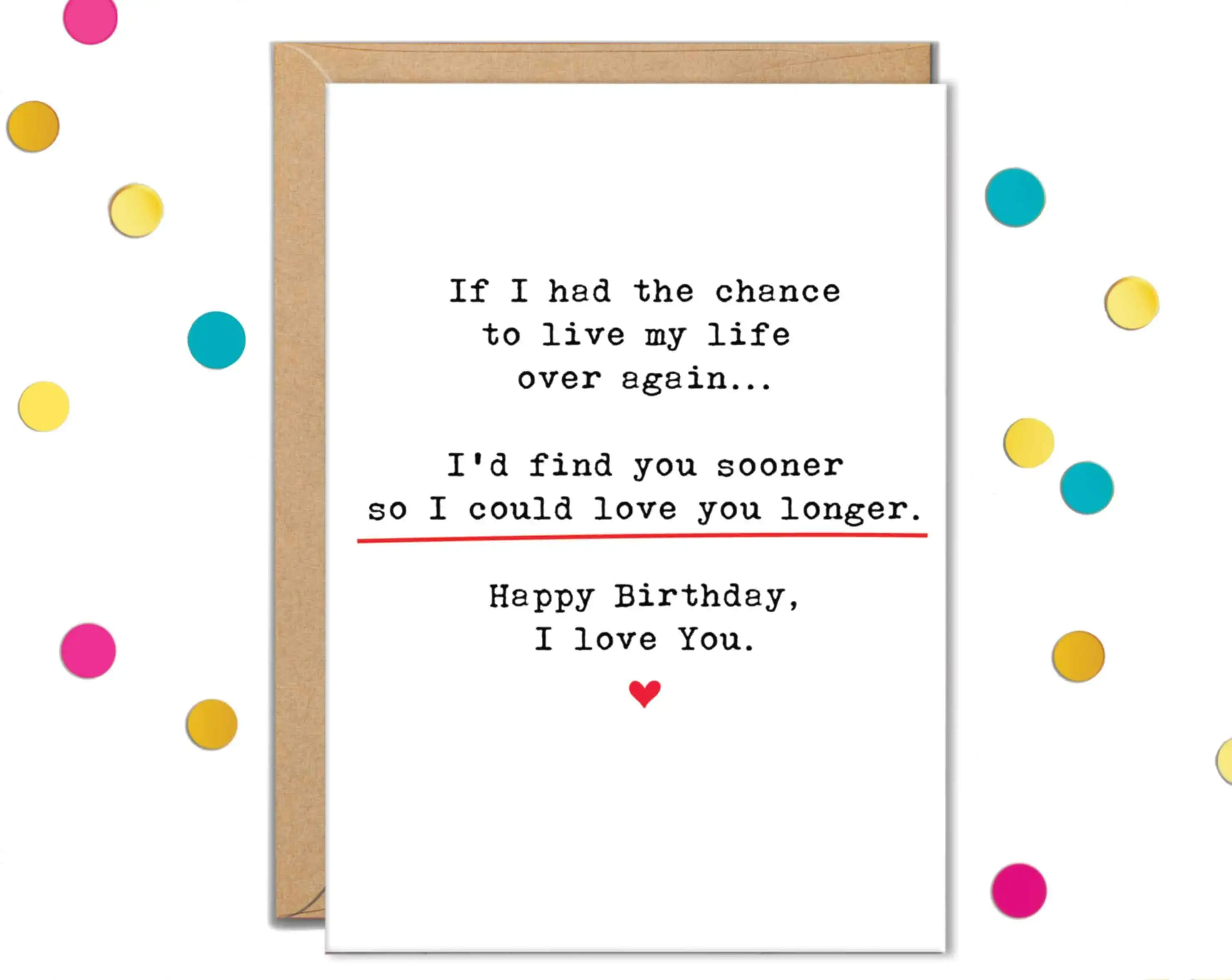 I Love You Birthday Card, Romantic Cards for Boyfriend, Girlfriend, Husband, Wife, 'Wish I Found You Sooner'