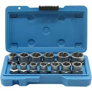 13 count Screw Extractor Set, Easy Out Bolt Extractor Kit with Bottom 3/8Inch Drive, Multi-Spline Extractors for Removing Damaged Broken Rounded Off Bolt & Nut Remover Set