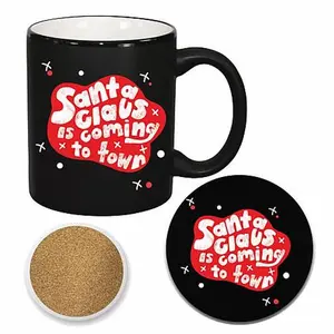 Courtside Market Santa Claus Is Coming 11oz Tuxedo Mug & Coaster Set