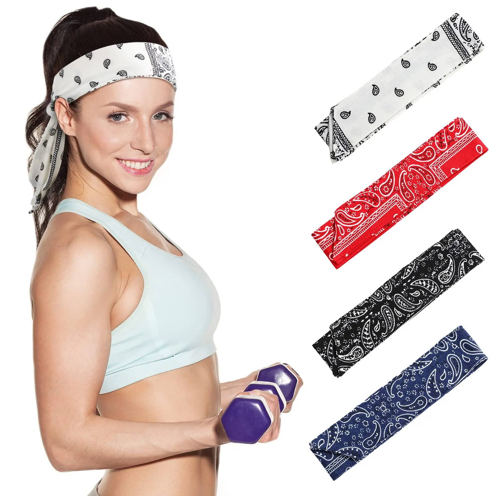 4Pcs/Set Tie Headbands for Men Women,Sports Bandana Hair Band,Camo Headbands,Elastic Sweat Wicking Karate Adjustable Non Slip Hairband for Yoga Workout Running,Christmas Gifts,Hand Tools Kits