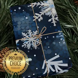 Icy Snowflake Gift Wrapping Paper Rolls, Elegant Frozen Gift Wrap, Winter Snowfall GiftWrap for Christmas, Xmas, Holidays